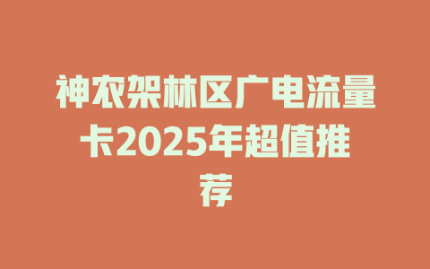 神农架林区广电流量卡2025年超值推荐