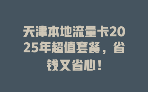 天津本地流量卡2025年超值套餐，省钱又省心！