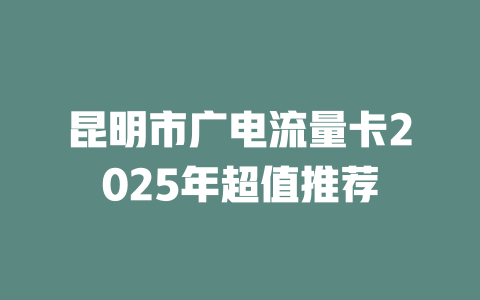 昆明市广电流量卡2025年超值推荐