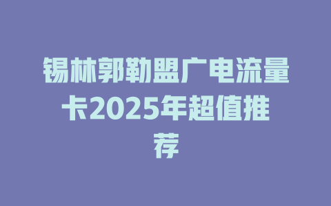 锡林郭勒盟广电流量卡2025年超值推荐