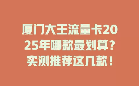 厦门大王流量卡2025年哪款最划算？实测推荐这几款！