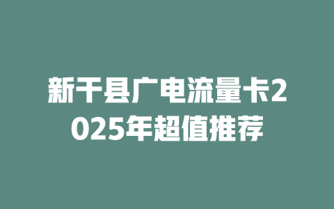 新干县广电流量卡2025年超值推荐
