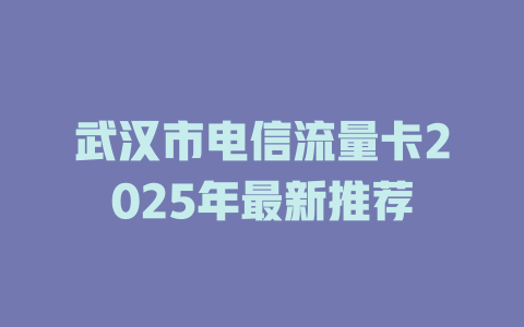 武汉市电信流量卡2025年最新推荐