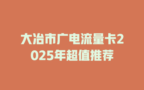 大冶市广电流量卡2025年超值推荐