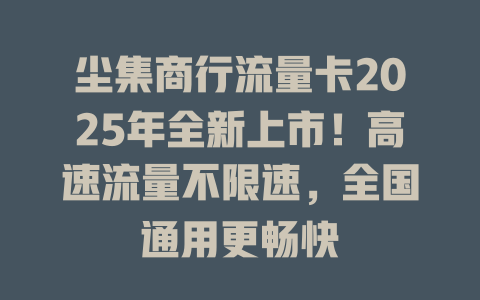 尘集商行流量卡2025年全新上市！高速流量不限速，全国通用更畅快
