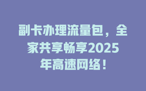 副卡办理流量包，全家共享畅享2025年高速网络！