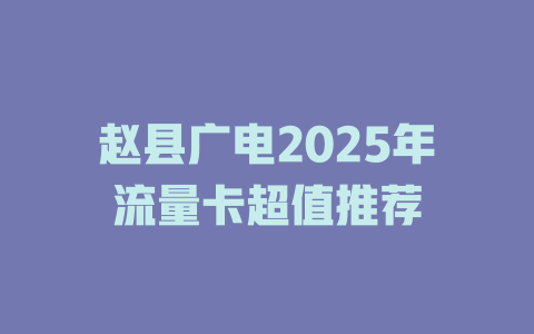 赵县广电2025年流量卡超值推荐