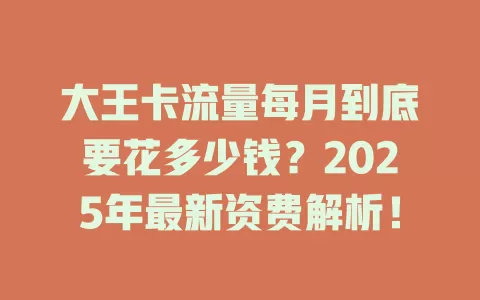 大王卡流量每月到底要花多少钱？2025年最新资费解析！