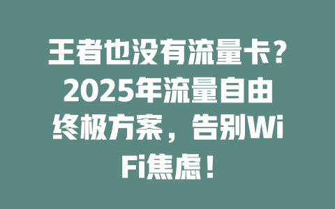 王者也没有流量卡？2025年流量自由终极方案，告别WiFi焦虑！