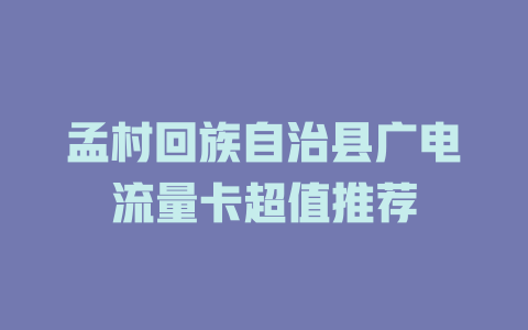 孟村回族自治县广电流量卡超值推荐