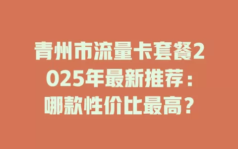 青州市流量卡套餐2025年最新推荐：哪款性价比最高？