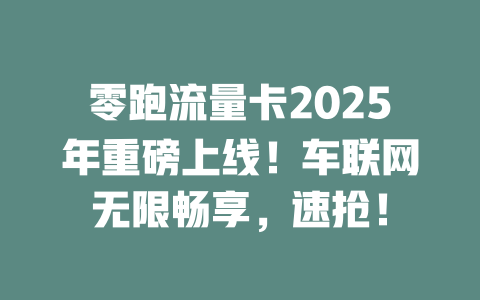 零跑流量卡2025年重磅上线！车联网无限畅享，速抢！