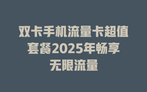 双卡手机流量卡超值套餐2025年畅享无限流量