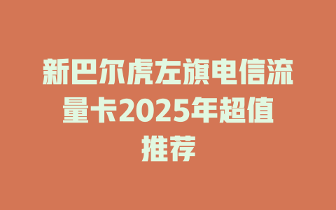 新巴尔虎左旗电信流量卡2025年超值推荐