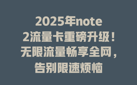2025年note2流量卡重磅升级！无限流量畅享全网，告别限速烦恼