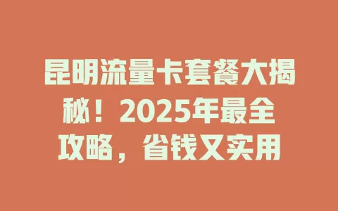 昆明流量卡套餐大揭秘！2025年最全攻略，省钱又实用