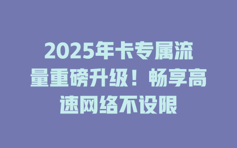2025年卡专属流量重磅升级！畅享高速网络不设限