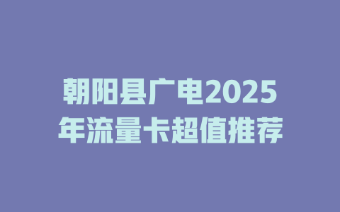 朝阳县广电2025年流量卡超值推荐
