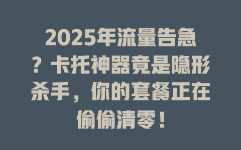 2025年流量告急？卡托神器竟是隐形杀手，你的套餐正在偷偷清零！