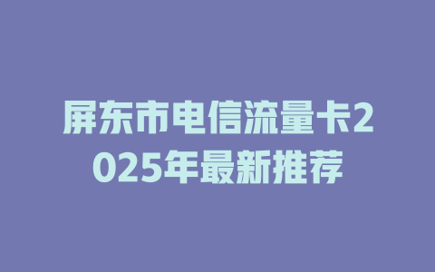 屏东市电信流量卡2025年最新推荐