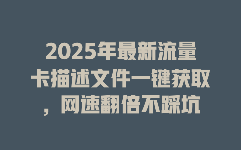 2025年最新流量卡描述文件一键获取，网速翻倍不踩坑