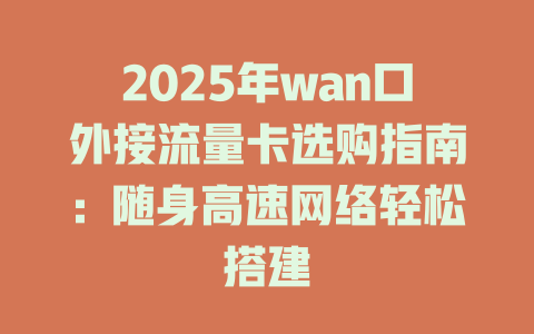 2025年wan口外接流量卡选购指南：随身高速网络轻松搭建