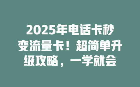 2025年电话卡秒变流量卡！超简单升级攻略，一学就会