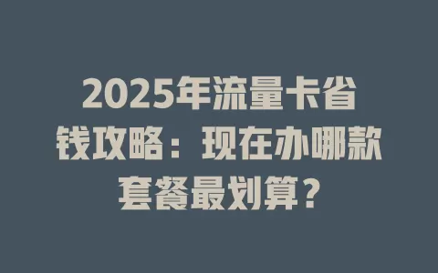 2025年流量卡省钱攻略：现在办哪款套餐最划算？
