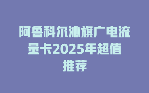 阿鲁科尔沁旗广电流量卡2025年超值推荐