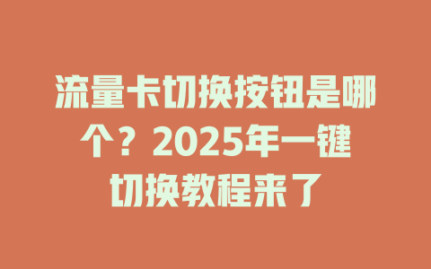 流量卡切换按钮是哪个？2025年一键切换教程来了