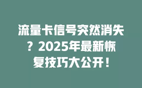 流量卡信号突然消失？2025年最新恢复技巧大公开！