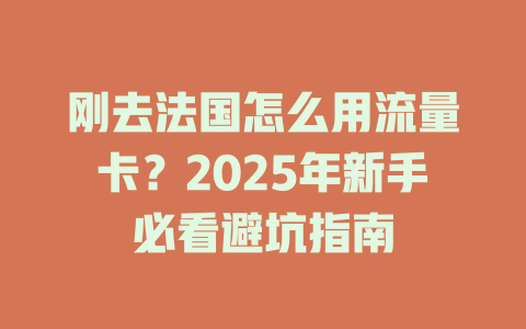 刚去法国怎么用流量卡？2025年新手必看避坑指南