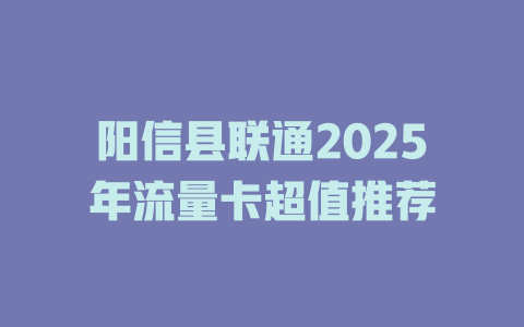 阳信县联通2025年流量卡超值推荐