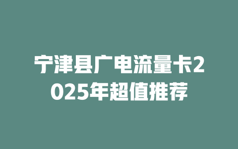 宁津县广电流量卡2025年超值推荐