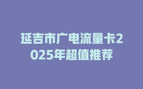 延吉市广电流量卡2025年超值推荐