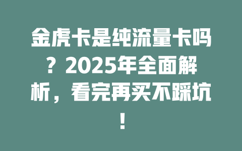 金虎卡是纯流量卡吗？2025年全面解析，看完再买不踩坑！