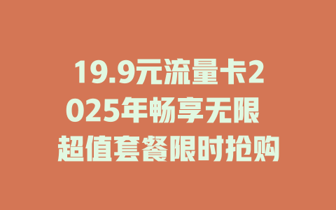 19.9元流量卡2025年畅享无限 超值套餐限时抢购