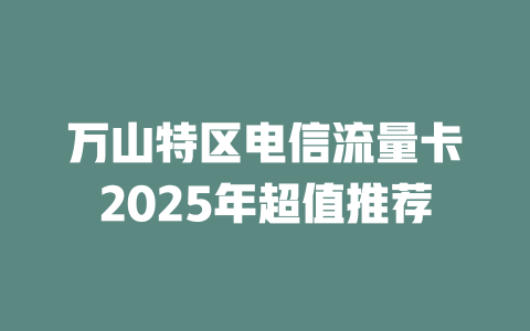 万山特区电信流量卡2025年超值推荐