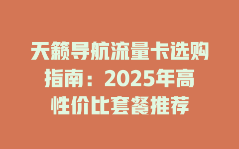天籁导航流量卡选购指南：2025年高性价比套餐推荐