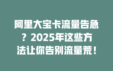 阿里大宝卡流量告急？2025年这些方法让你告别流量荒！