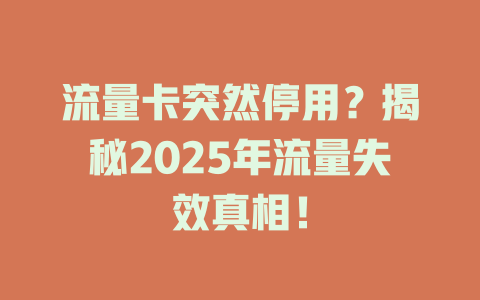 流量卡突然停用？揭秘2025年流量失效真相！