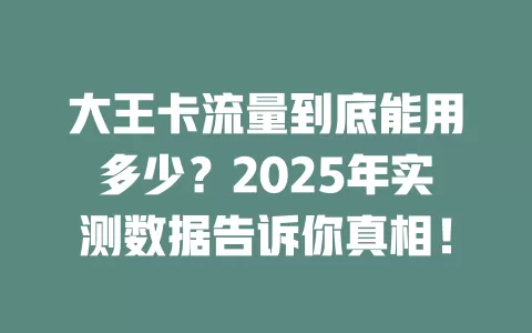 大王卡流量到底能用多少？2025年实测数据告诉你真相！
