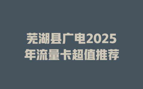 芜湖县广电2025年流量卡超值推荐