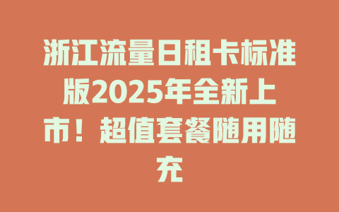 浙江流量日租卡标准版2025年全新上市！超值套餐随用随充