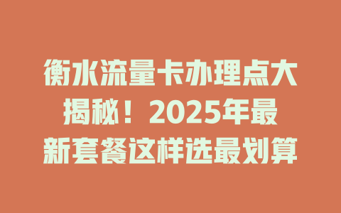 衡水流量卡办理点大揭秘！2025年最新套餐这样选最划算