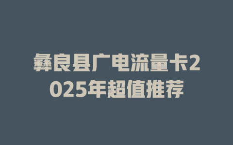 彝良县广电流量卡2025年超值推荐