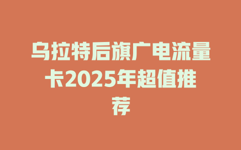 乌拉特后旗广电流量卡2025年超值推荐