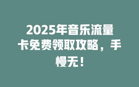 2025年音乐流量卡免费领取攻略，手慢无！