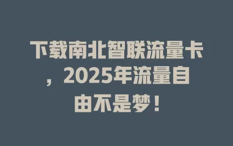 下载南北智联流量卡，2025年流量自由不是梦！