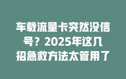 车载流量卡突然没信号？2025年这几招急救方法太管用了